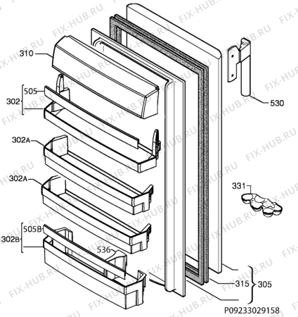 Взрыв-схема холодильника Aeg Electrolux S52900KSX0 - Схема узла Door 003