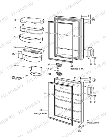 Взрыв-схема холодильника Husqvarna Electrolux QT430RX - Схема узла C10 Door