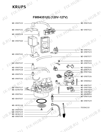 Взрыв-схема кофеварки (кофемашины) Krups F9894351(0) - Схема узла BP001858.7P3