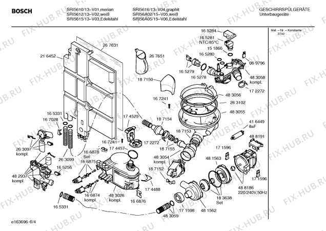 Схема №1 SRI5616 с изображением Вкладыш в панель для посудомойки Bosch 00365818