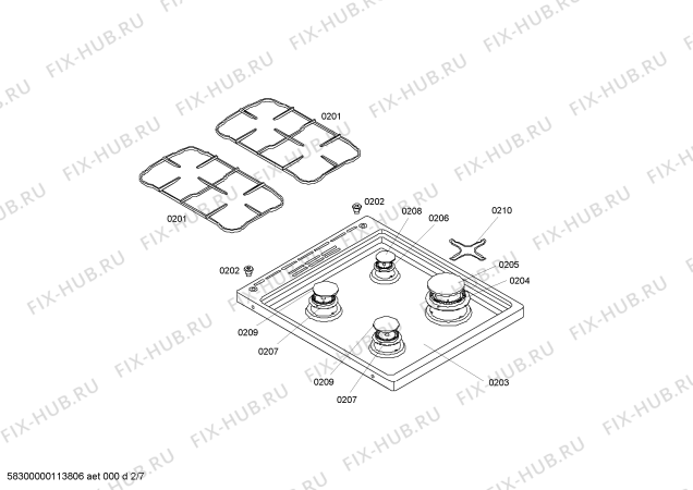 Взрыв-схема плиты (духовки) Bosch HSW422020N - Схема узла 02