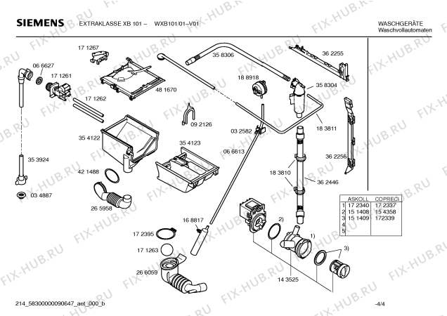 Схема №1 WXB101 EXTRAKLASSE XB 101 с изображением Панель управления для стиралки Siemens 00472971