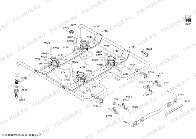 Схема №1 HGV423224R с изображением Кабель для плиты (духовки) Bosch 00628038