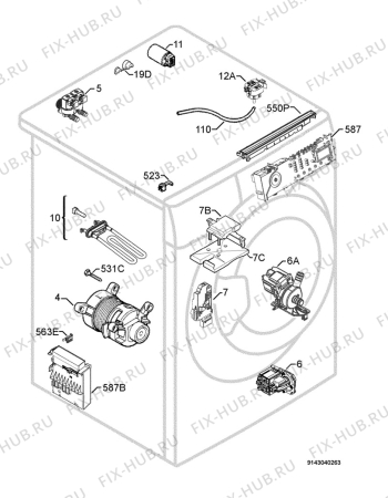 Взрыв-схема стиральной машины Electrolux EWN14591W - Схема узла Electrical equipment 268