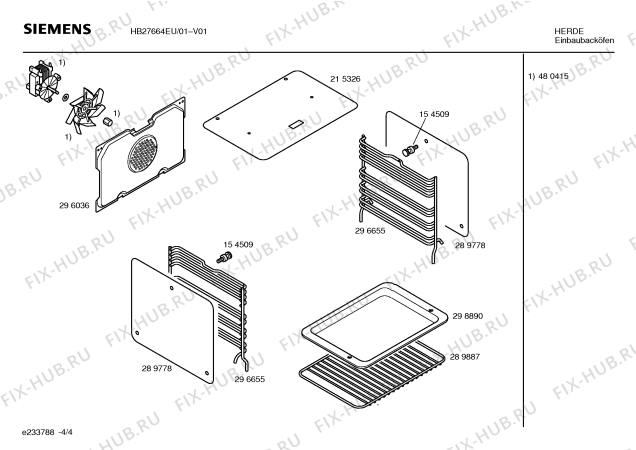 Взрыв-схема плиты (духовки) Siemens HB27664EU - Схема узла 04