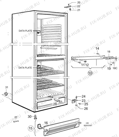 Взрыв-схема холодильника Atlas KF360-4 - Схема узла C10 Cabinet