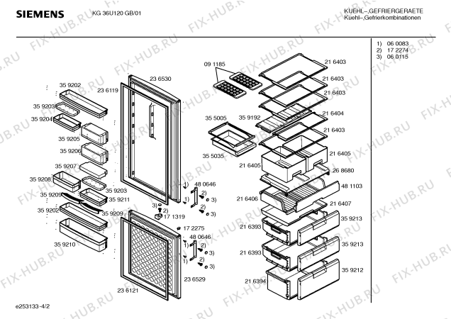 Схема №1 KG36U120IE с изображением Дверь для холодильника Siemens 00236530