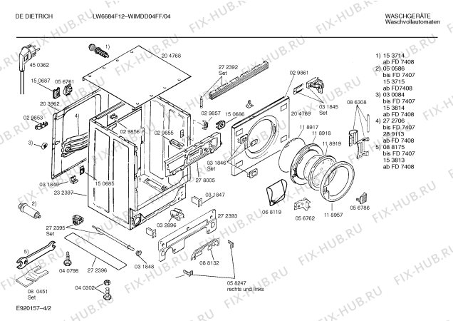 Схема №2 WIMDD04FF DE DIETRICH LW6684F13 с изображением Панель управления для стиральной машины Bosch 00288211