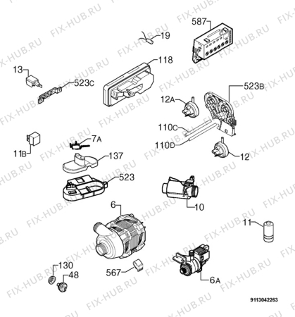 Взрыв-схема посудомоечной машины Privileg 208951_11029 - Схема узла Electrical equipment 268