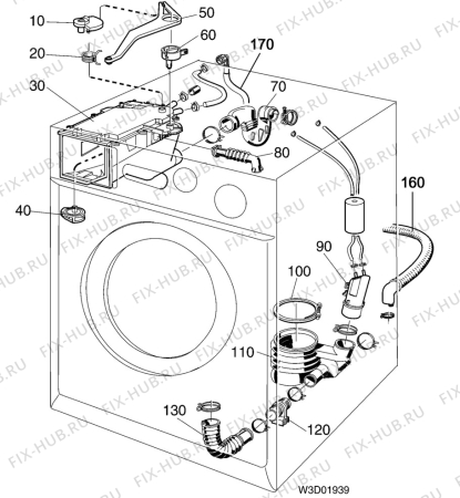 Взрыв-схема стиральной машины Electrolux EW1170 - Схема узла W30 Water details  D