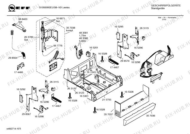 Взрыв-схема посудомоечной машины Neff S1956W0EU SKF755A - Схема узла 05