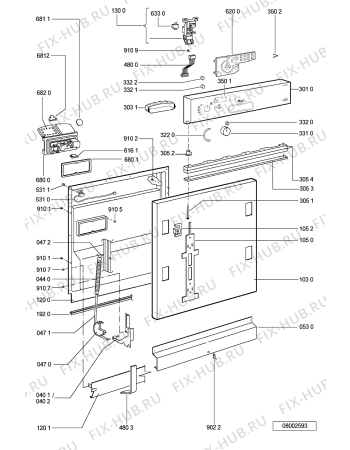 Схема №1 ADG 6556 AVM с изображением Панель для посудомоечной машины Whirlpool 481245371614