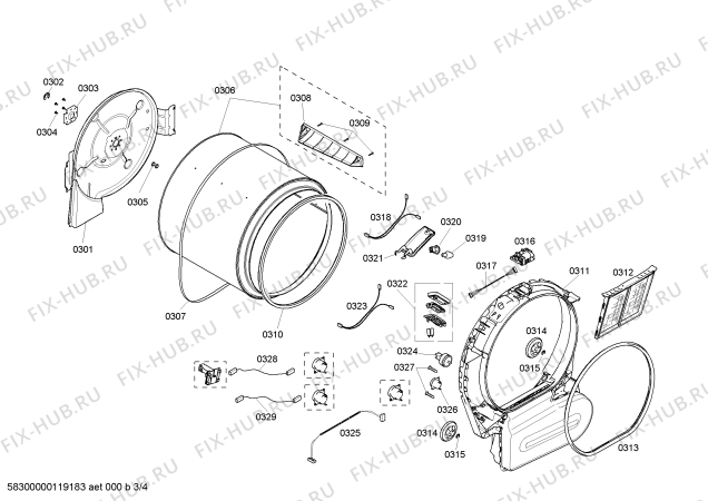 Взрыв-схема сушильной машины Bosch WTMC3521UC Nexxt 500 Series - Схема узла 03