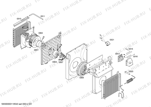 Взрыв-схема кондиционера Bosch PAM0740 - Схема узла 03