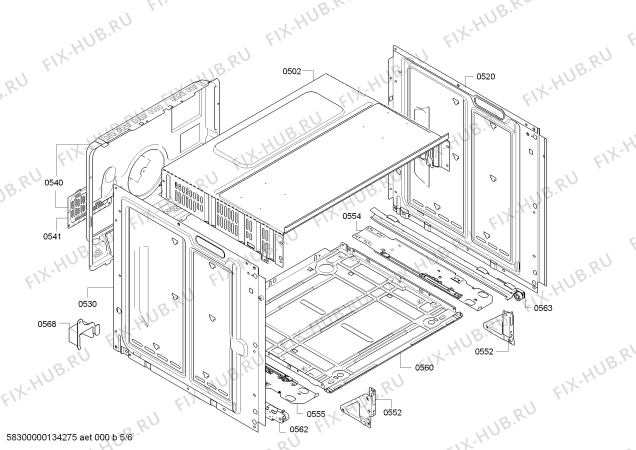 Взрыв-схема плиты (духовки) Bosch HEB30D550 - Схема узла 05