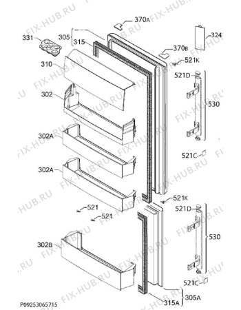 Взрыв-схема холодильника Electrolux EN3854POX - Схема узла Door 003