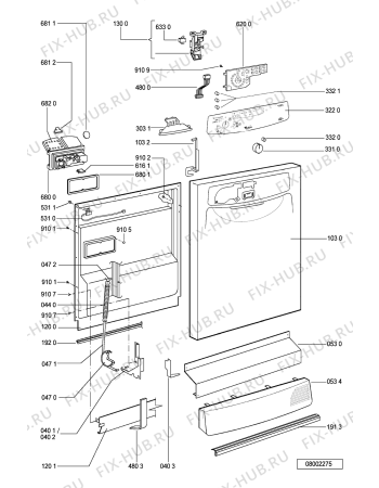 Схема №1 ADP 5966 WHM с изображением Обшивка для посудомоечной машины Whirlpool 481245371954