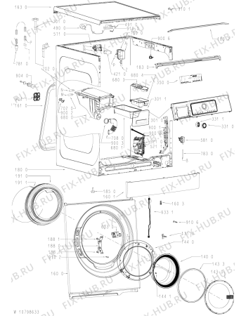 Схема №1 WLF10AB25I с изображением Обшивка для стиралки Whirlpool 481010889054