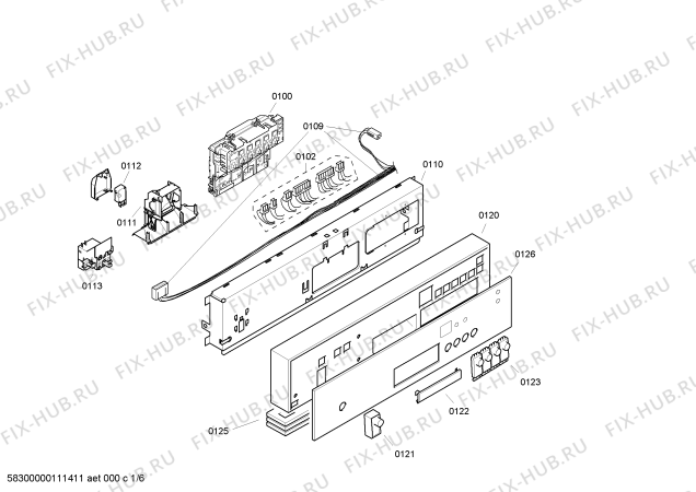 Схема №1 S44E53B0EU с изображением Кнопка для посудомоечной машины Siemens 00427559