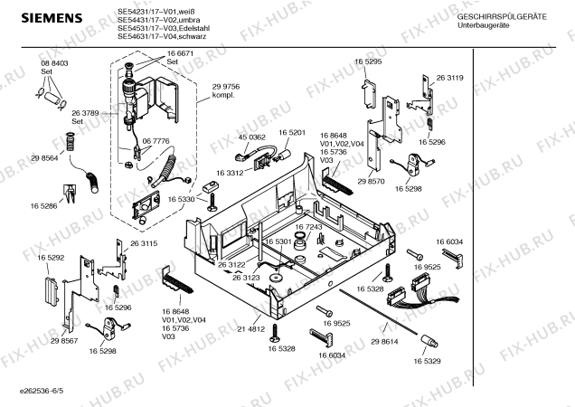 Взрыв-схема посудомоечной машины Siemens SE54531 - Схема узла 05