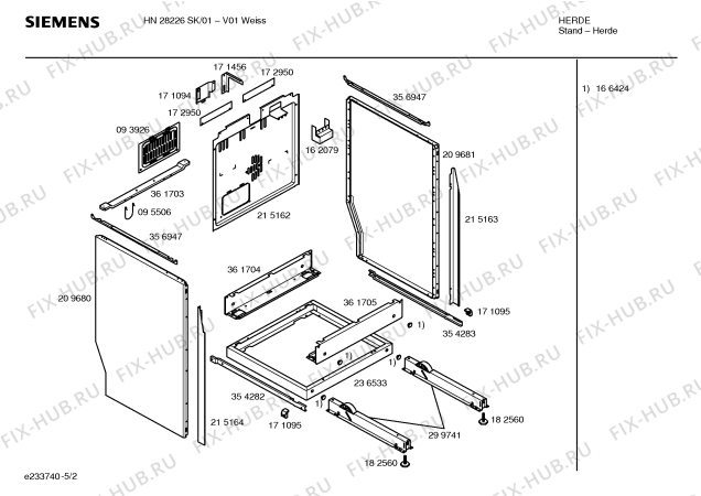 Взрыв-схема плиты (духовки) Siemens HN28226SK - Схема узла 02