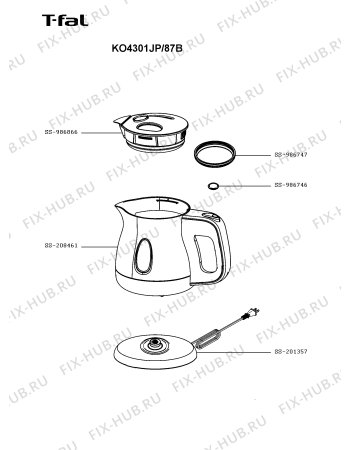 Схема №1 KO4301JP/87B с изображением Элемент корпуса для электрочайника Seb SS-208461