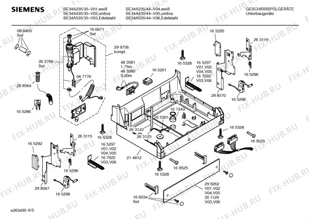 Взрыв-схема посудомоечной машины Siemens SE34A435 - Схема узла 05