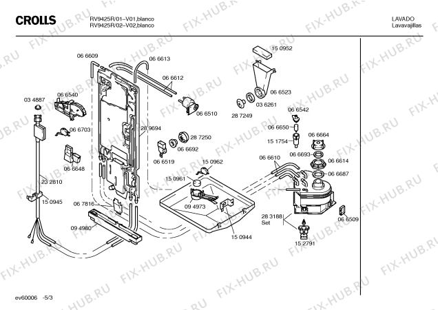 Взрыв-схема посудомоечной машины Crolls RV9425R - Схема узла 03