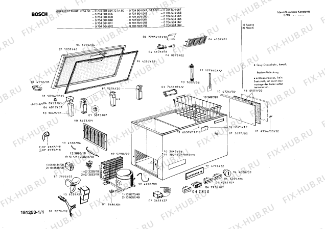 Схема №1 0704404069 GTA40 с изображением Крышка для холодильника Bosch 00040953