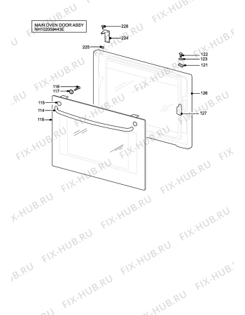 Взрыв-схема плиты (духовки) Zanussi Electrolux ZCGHL54WN - Схема узла H10 Main Oven Door (large)