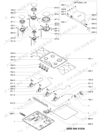 Схема №1 AKM524/WH с изображением Клавиша для электропечи Whirlpool 481241279472