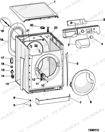 Схема №1 PWDE7125SEU (F066750) с изображением Обшивка для стиральной машины Indesit C00275432