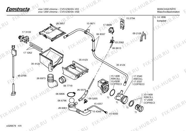 Схема №1 CV51230 Constructa VIVA 1200 S с изображением Кабель для стиралки Bosch 00481642