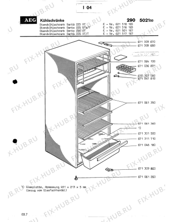 Взрыв-схема холодильника Aeg SANTO 225 DTA T - Схема узла Section1