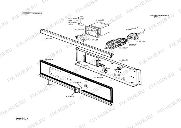 Взрыв-схема плиты (духовки) Bosch 0750452038 EB60ED - Схема узла 03