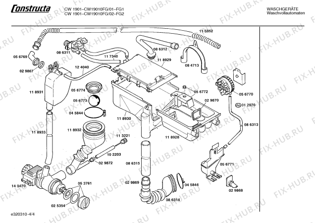Взрыв-схема стиральной машины Constructa CW19010FG CW1901 - Схема узла 04
