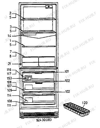 Взрыв-схема холодильника Electrolux ER3000B - Схема узла Internal parts