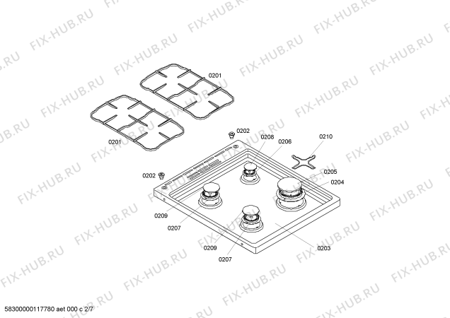 Взрыв-схема плиты (духовки) Bosch HSW745020E - Схема узла 02