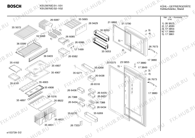 Схема №2 KSU3976NE с изображением Панель для холодильной камеры Bosch 00480644