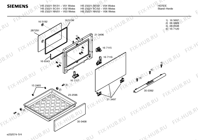 Взрыв-схема плиты (духовки) Siemens HS23221SC - Схема узла 04