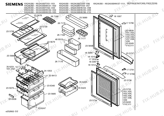 Взрыв-схема холодильника Siemens KK24U00TI - Схема узла 02