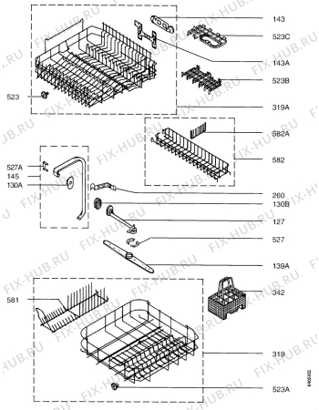 Взрыв-схема посудомоечной машины Arthurmartinelux ASF689 - Схема узла Baskets, tubes 061