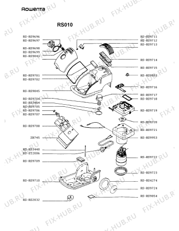 Взрыв-схема пылесоса Rowenta RS010 - Схема узла RS010___.FR1