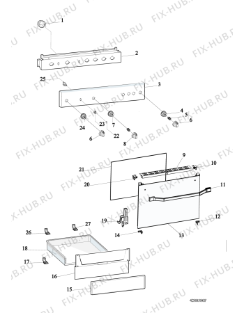 Взрыв-схема плиты (духовки) Whirlpool ACMK6110IX1 (F096702) - Схема узла