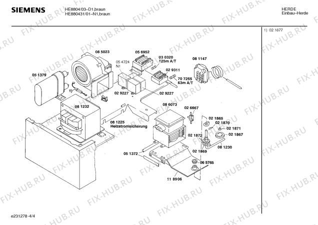 Взрыв-схема плиты (духовки) Siemens HE880431 - Схема узла 04