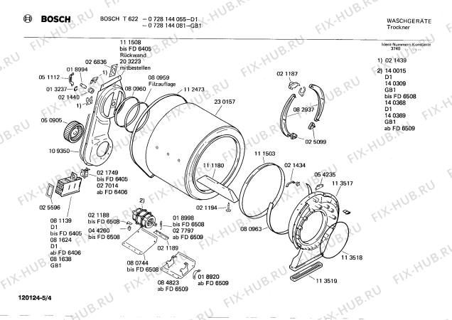 Схема №1 0728144081 T622 с изображением Панель для сушилки Bosch 00114755