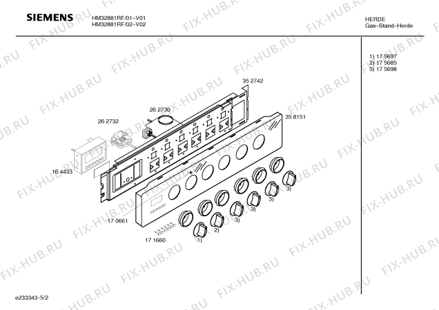 Схема №1 HM32881RF с изображением Инструкция по эксплуатации для плиты (духовки) Siemens 00526335