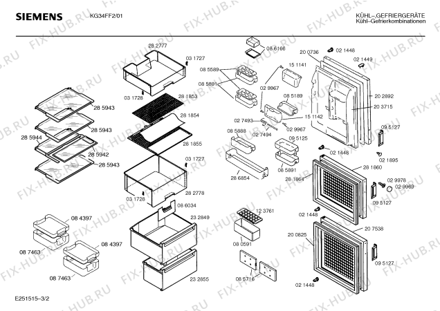 Схема №1 KG34FF2 с изображением Панель для холодильника Siemens 00286855