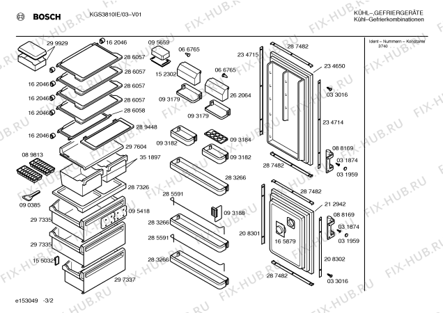 Схема №1 KGS3703 с изображением Инструкция по установке/монтажу для холодильной камеры Bosch 00519971