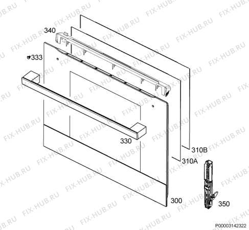 Взрыв-схема плиты (духовки) Zanussi ZOP37972BK - Схема узла Door